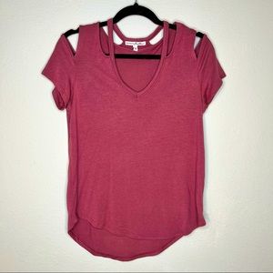 Maroon Cut-Out Workout Tee